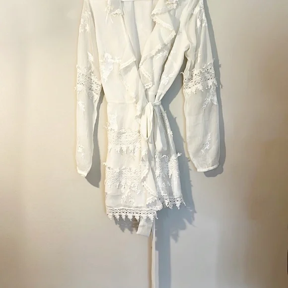 Tularosa x Revolve Pixie Ivory Lace Wrap mini cocktail wedding dress women sz M - Picture 8 of 8